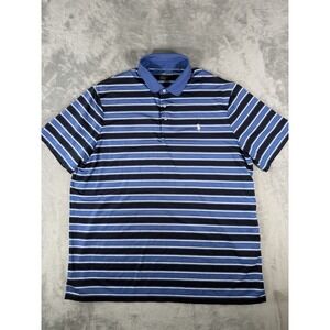 Polo Ralph Lauren Shirt Mens XL Blue Black Striped Classic Fit Performance Polo